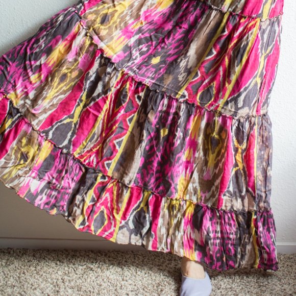 Vintage Miss Sixty Bohemian Tiered Maxi Skirt 28" Small Cottagecore Gypsy Hippie - Picture 2 of 16